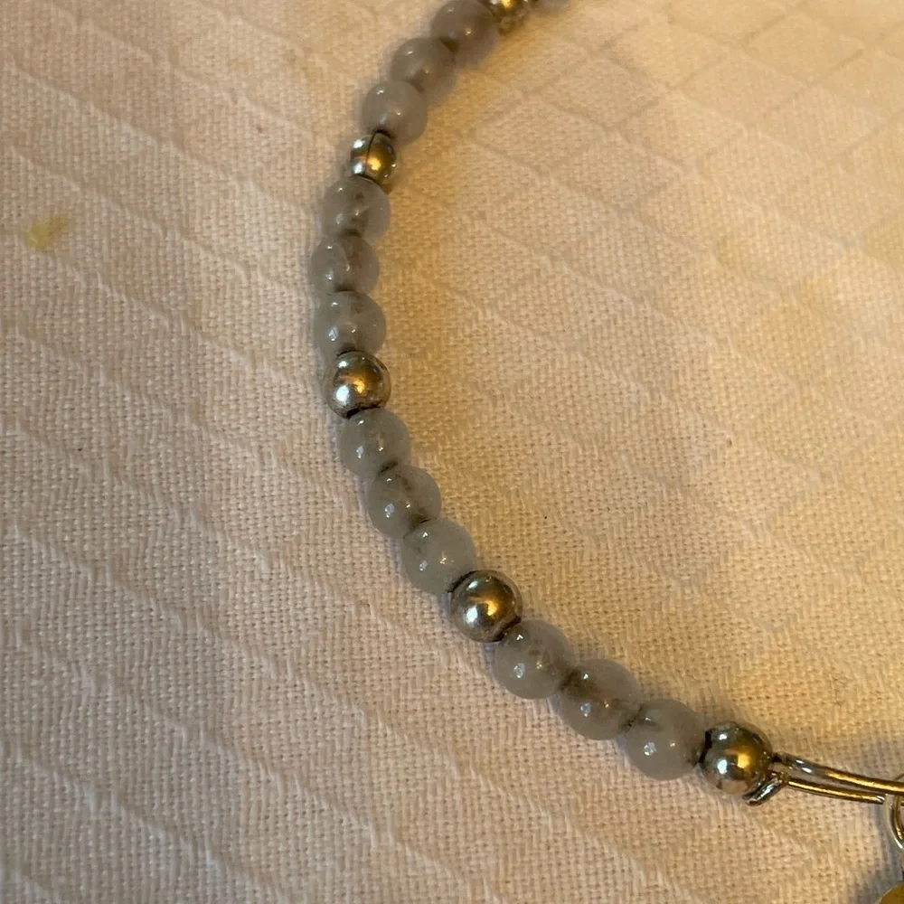 Alex and Ani Gray Crystal and Silver  Toned Beaded Bangle Bracelet. EUC.